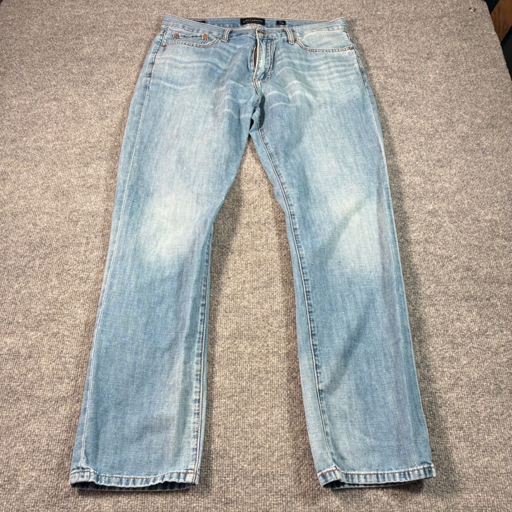 Lucky Brand 221 Original Straight Jeans Mens 34x32 Light Wash Blue Denim Regular